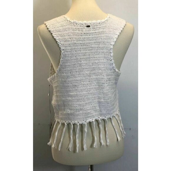 O'Neill Women's Winona White Crochet Fringe Vest Size S M L - Picture 2 of 8